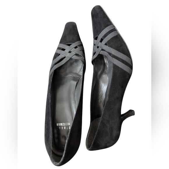 Vintage Stuart Weitzman Black Suede Kitten Heel Pumps Women’s Size 10M - Picture 2 of 9